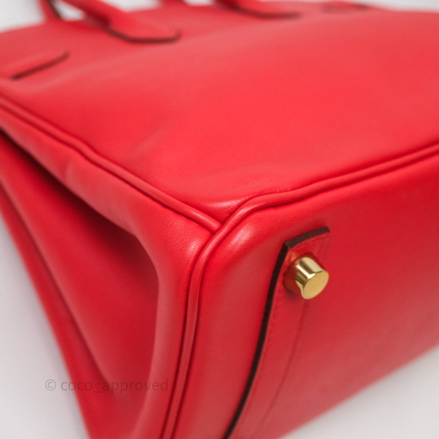 Hermes Birkin 25 Retourne Rouge Swift Gold Hardware