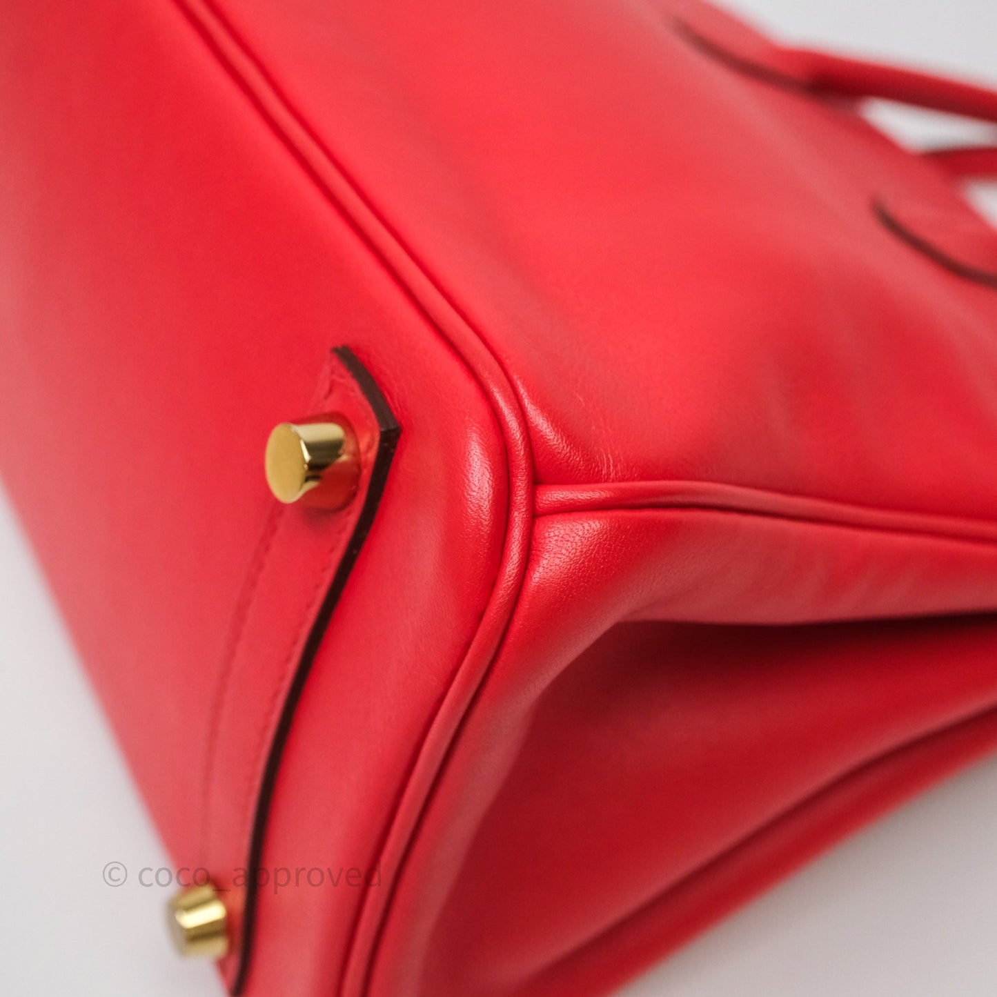 Hermes Birkin 25 Retourne Rouge Swift Gold Hardware