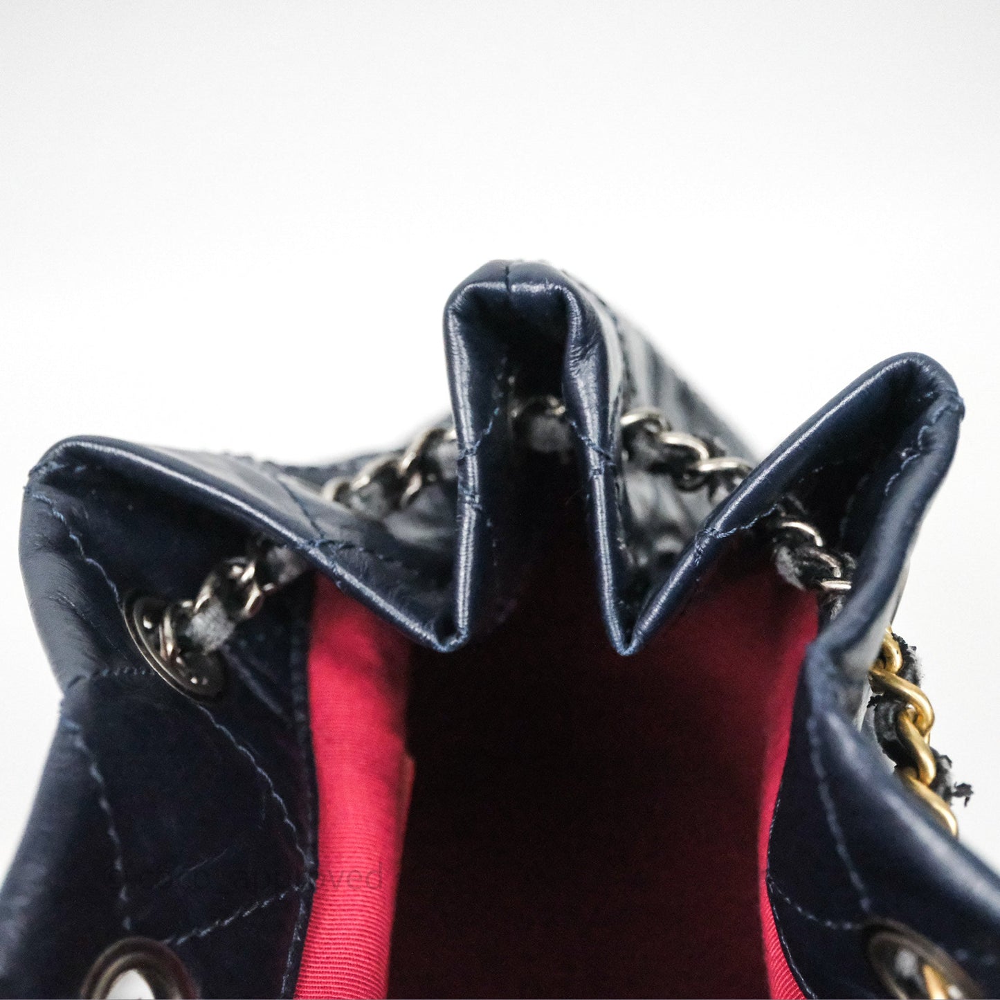 Chanel Small Gabrielle Backpack Navy Black Aged Calfskin