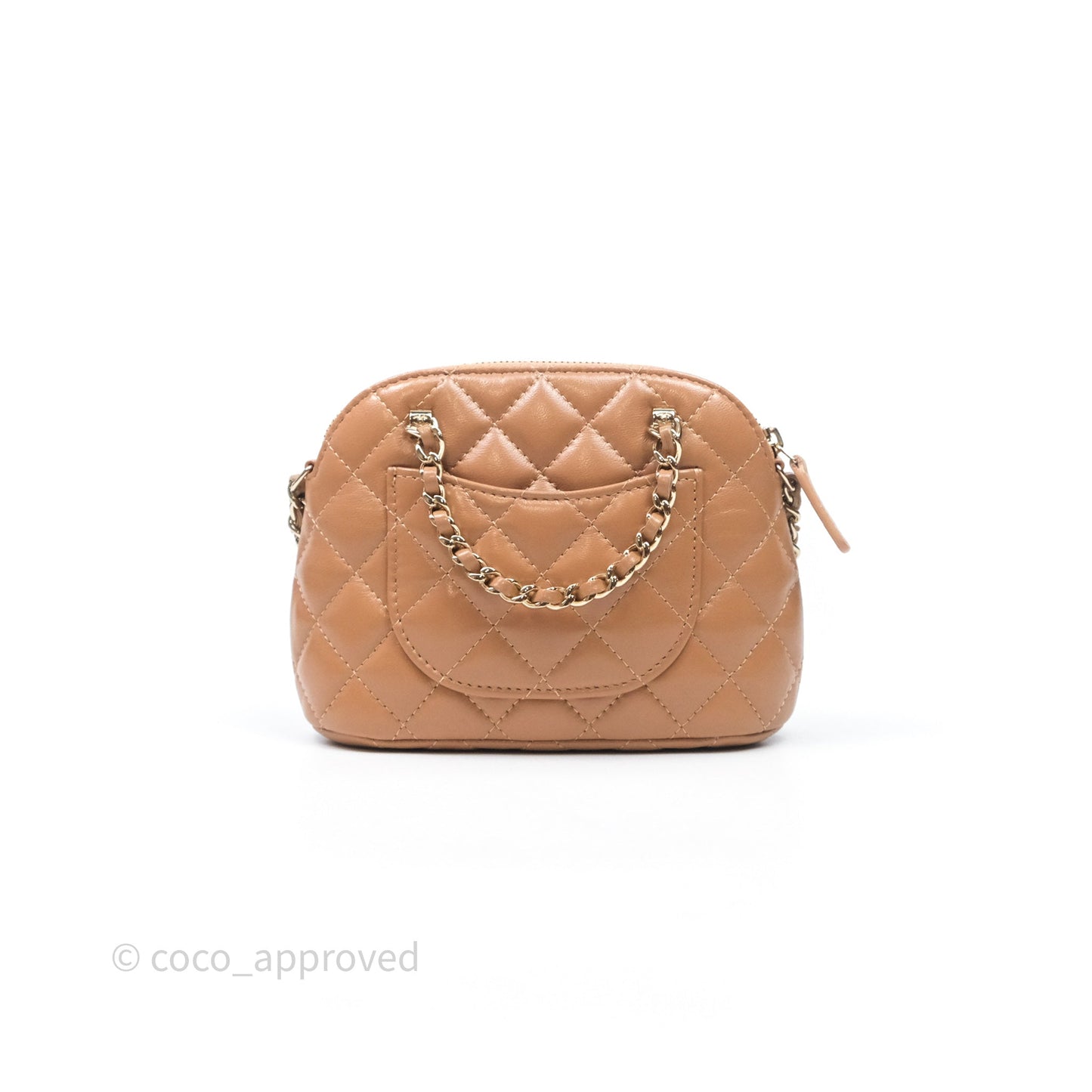 Chanel Mini Handle Clutch with Chain Beige Lambskin Gold Hardware