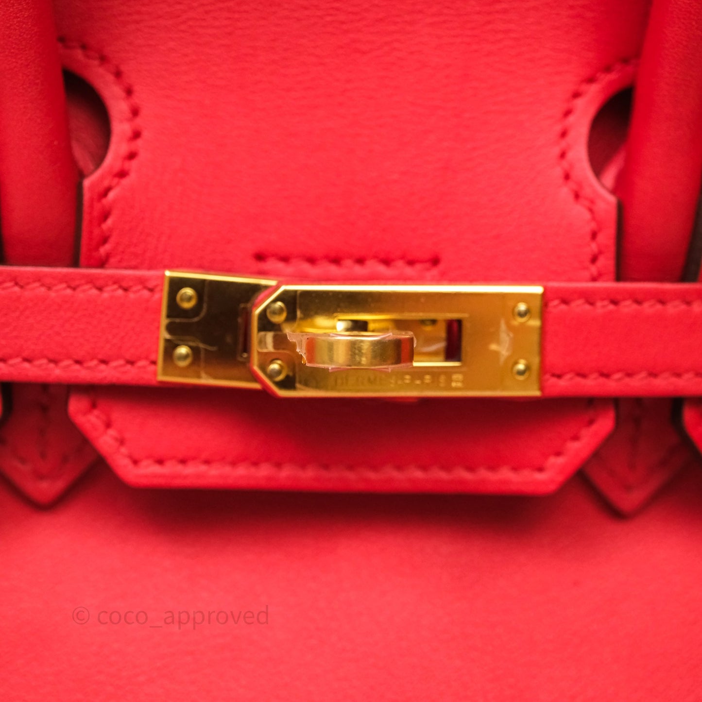 Hermes Birkin 25 Retourne Rouge Swift Gold Hardware