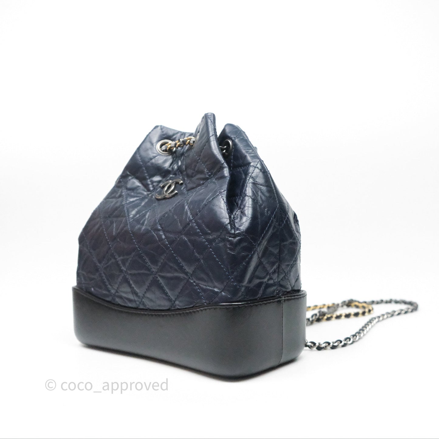 Chanel Small Gabrielle Backpack Navy Black Aged Calfskin