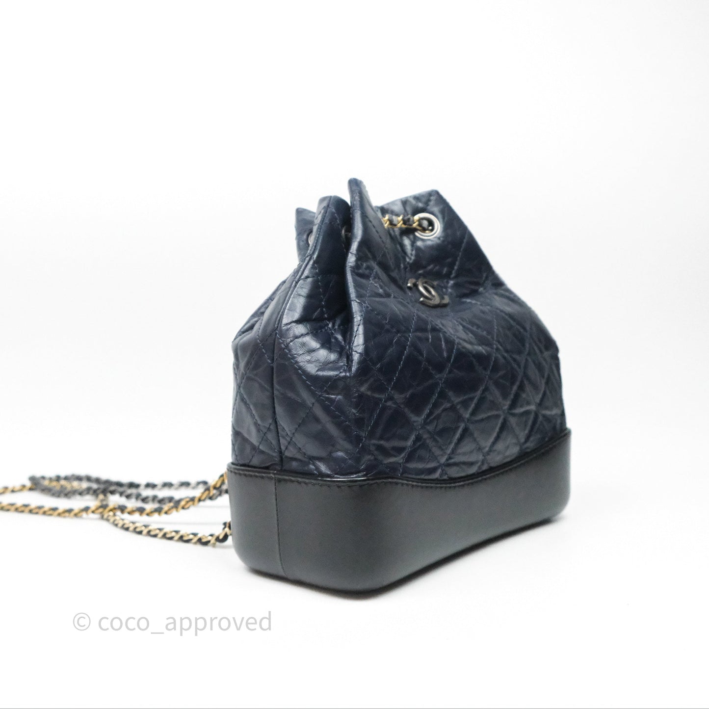 Chanel Small Gabrielle Backpack Navy Black Aged Calfskin