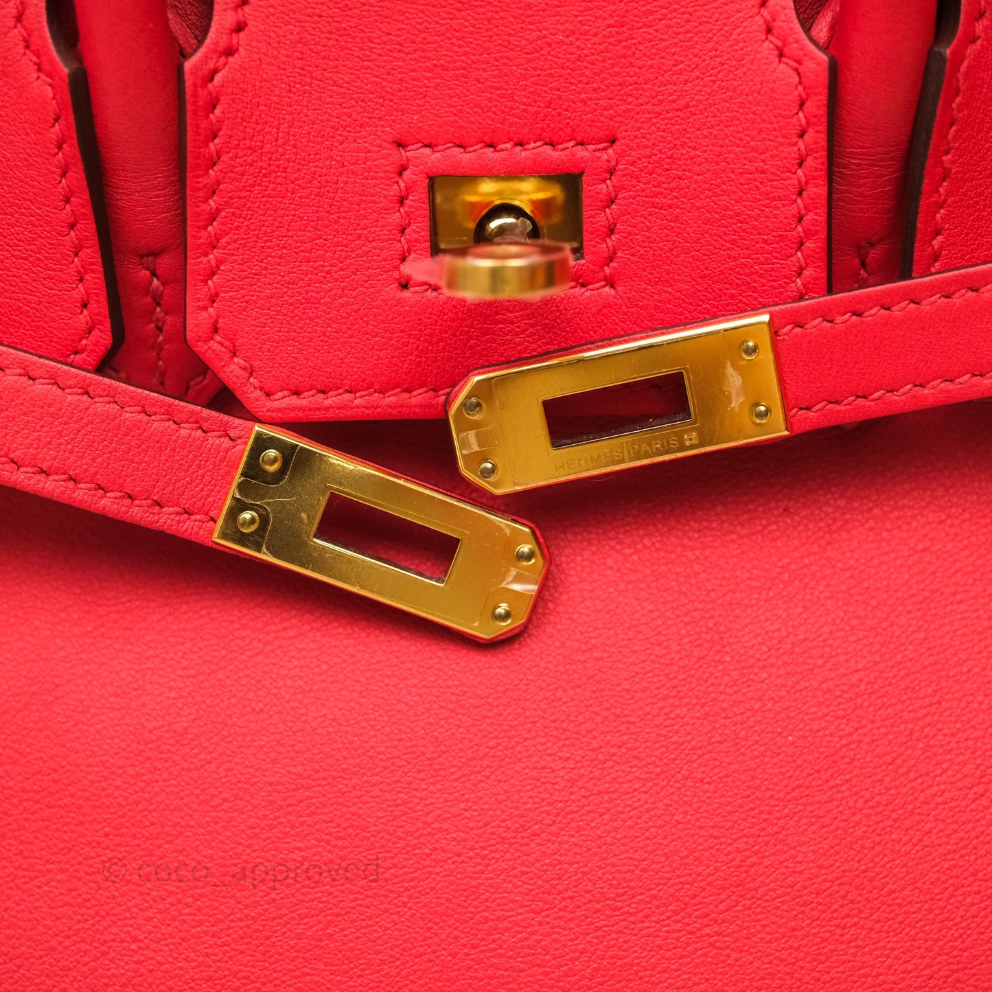 Hermes Birkin 25 Retourne Rouge Swift Gold Hardware