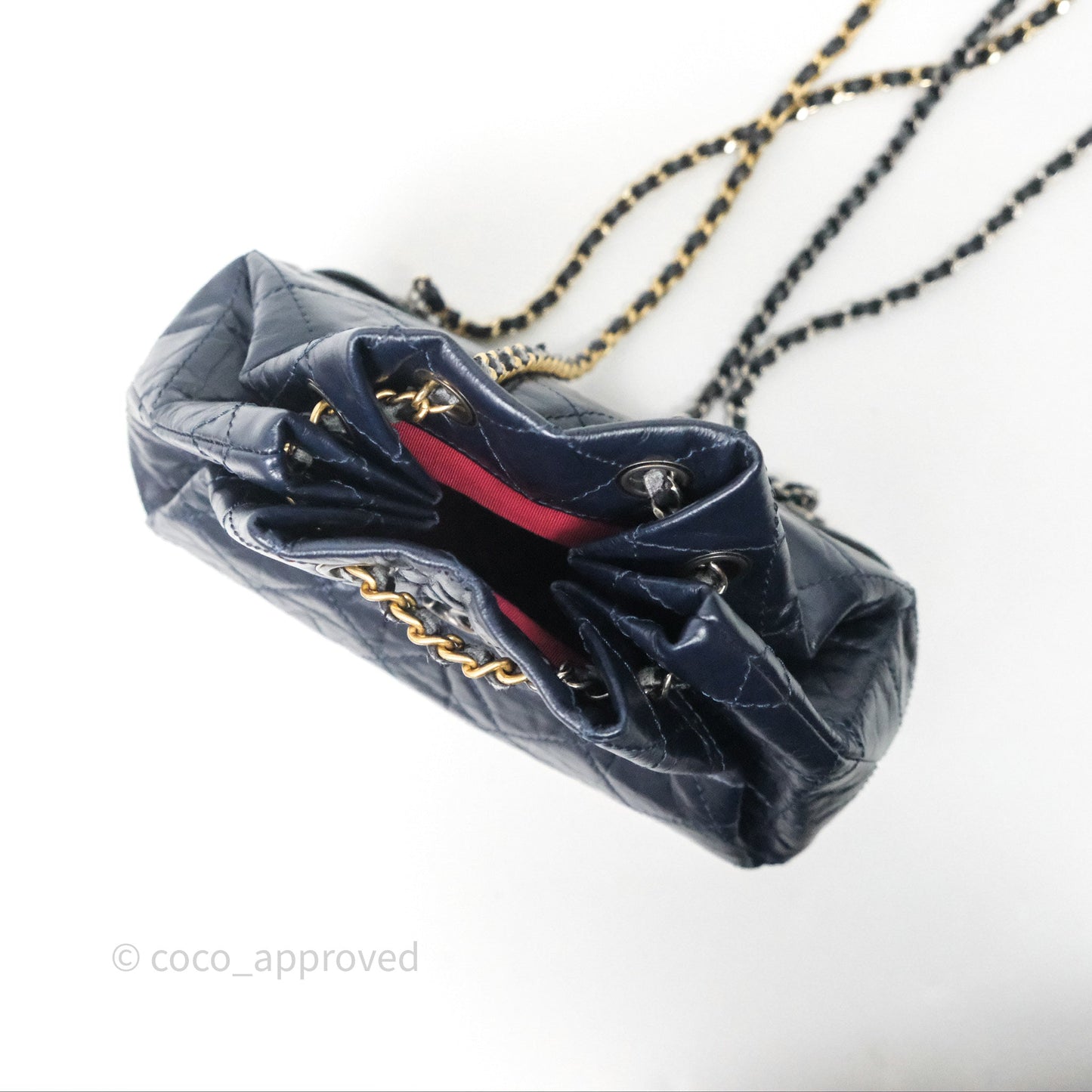 Chanel Small Gabrielle Backpack Navy Black Aged Calfskin