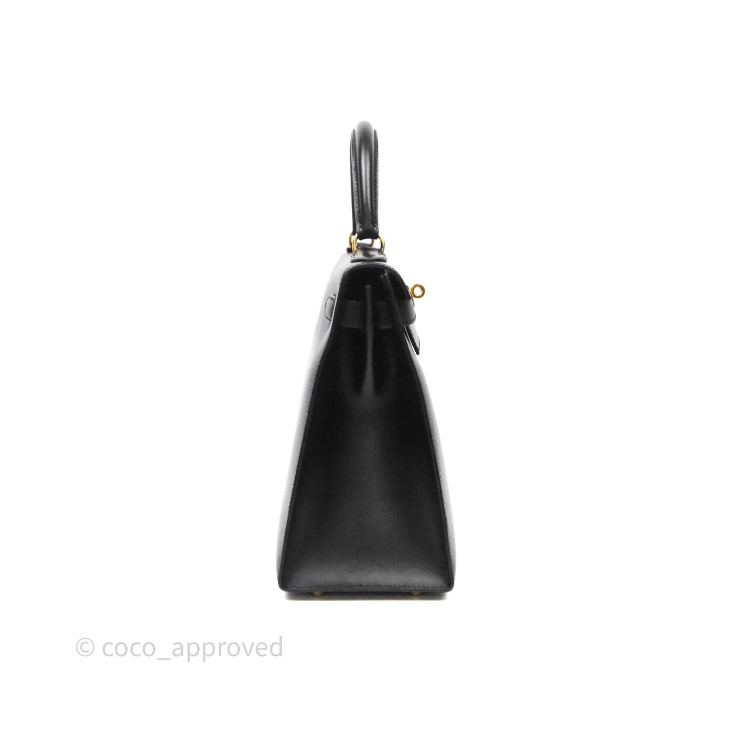 Hermès Vintage Kelly 28 Sellier Black Noir 89 Box Leather Gold Hardware