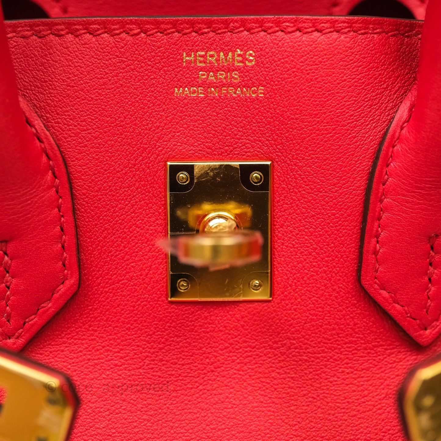 Hermes Birkin 25 Retourne Rouge Swift Gold Hardware