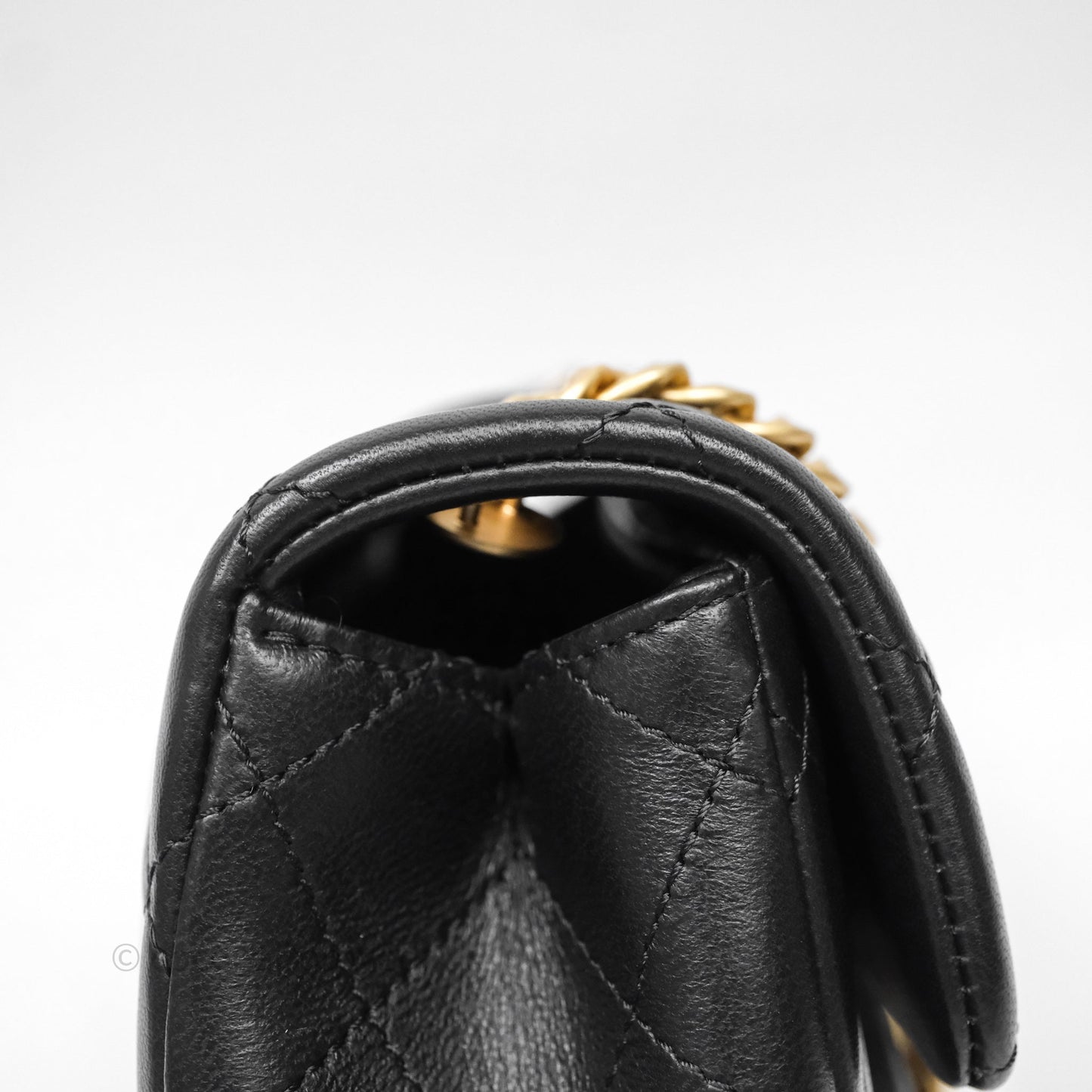 Chanel Mini Rectangular Flap with Camellia Adjustable Chain Black Lambskin Aged Gold Hardware