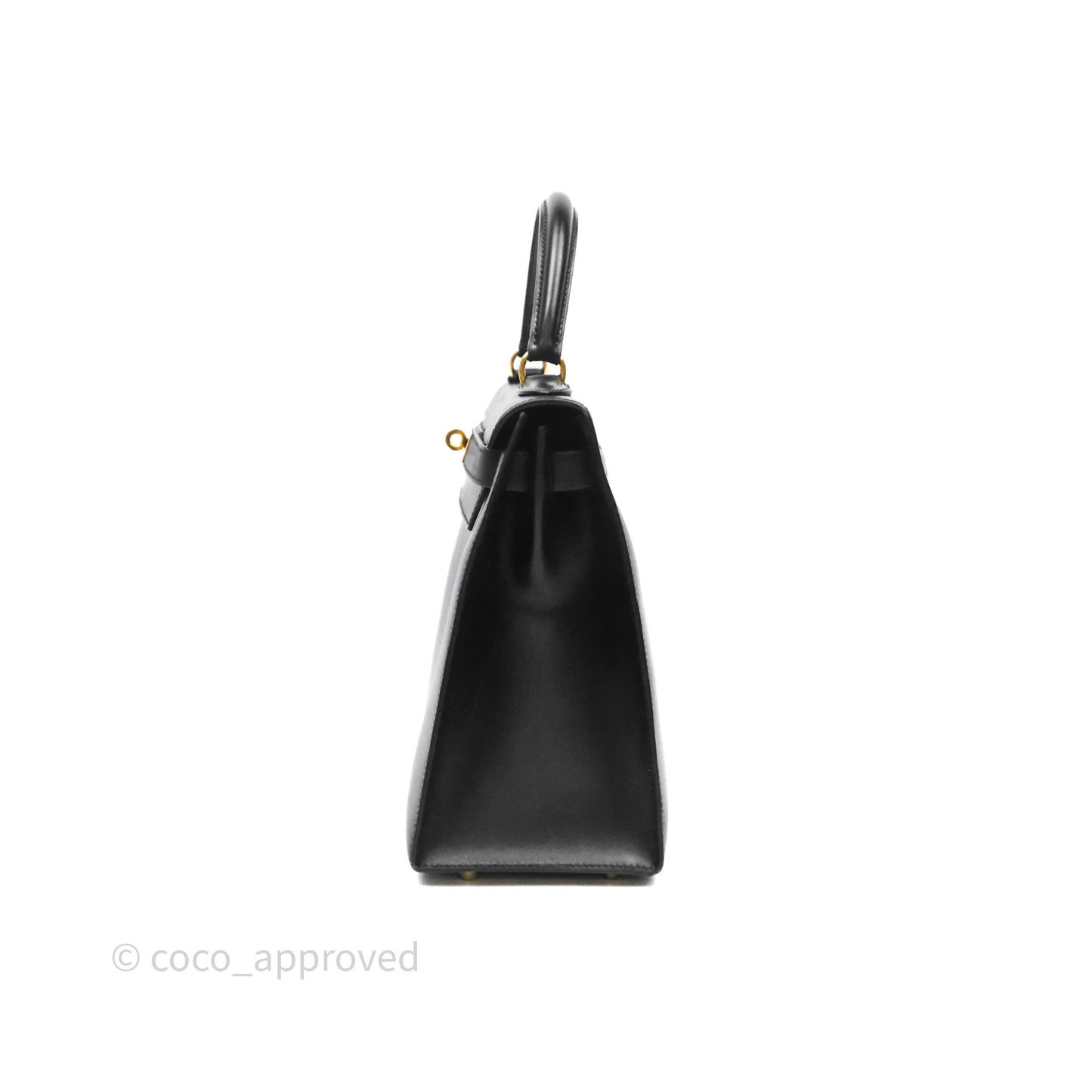 Hermès Vintage Kelly 28 Sellier Black Noir 89 Box Leather Gold Hardware