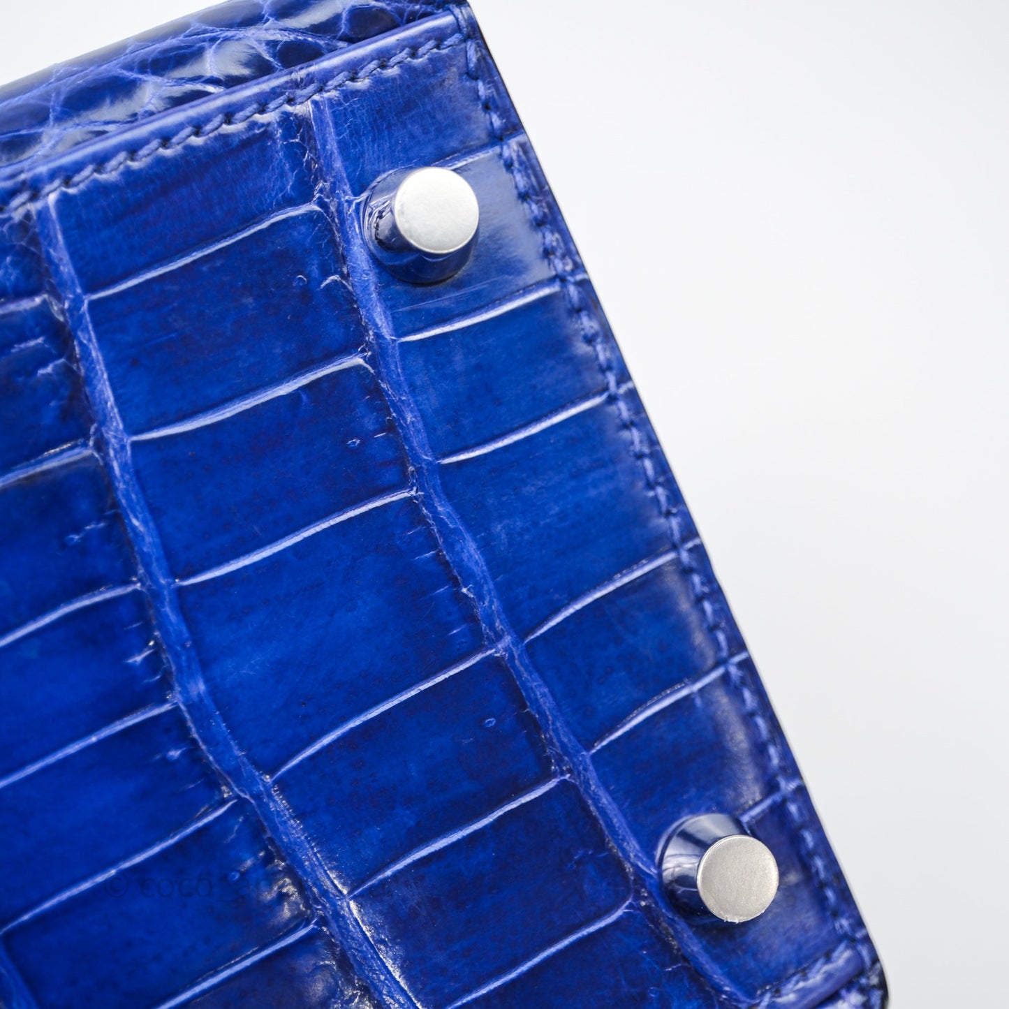 Hermès Kelly 28 Blue Croc Palladium Hardware