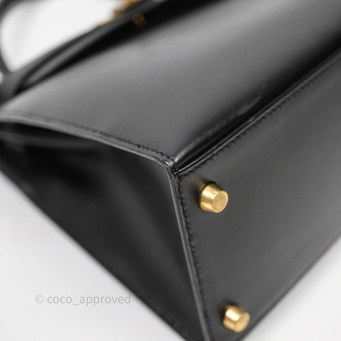 Hermès Vintage Kelly 28 Sellier Black Noir 89 Box Leather Gold Hardware