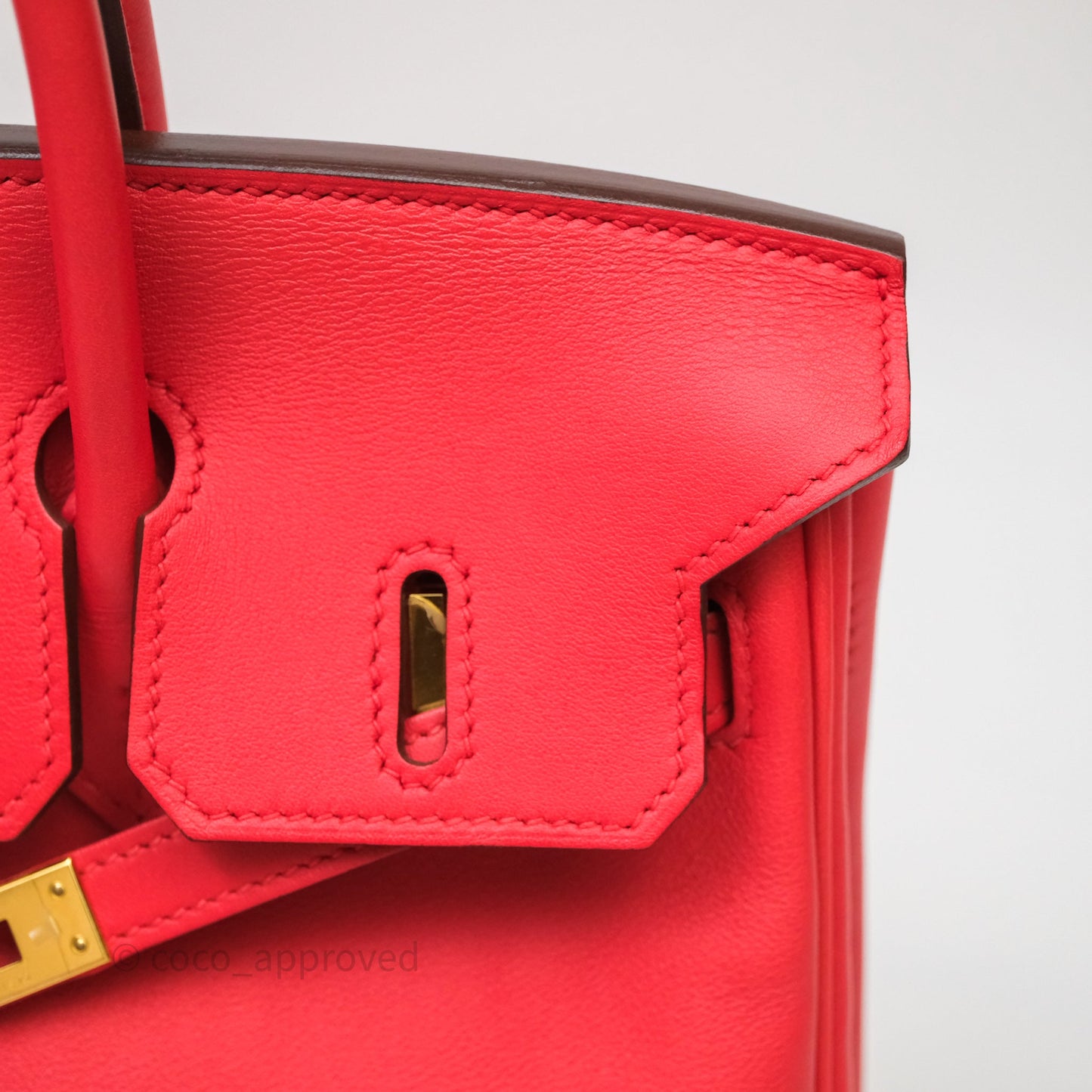 Hermes Birkin 25 Retourne Rouge Swift Gold Hardware