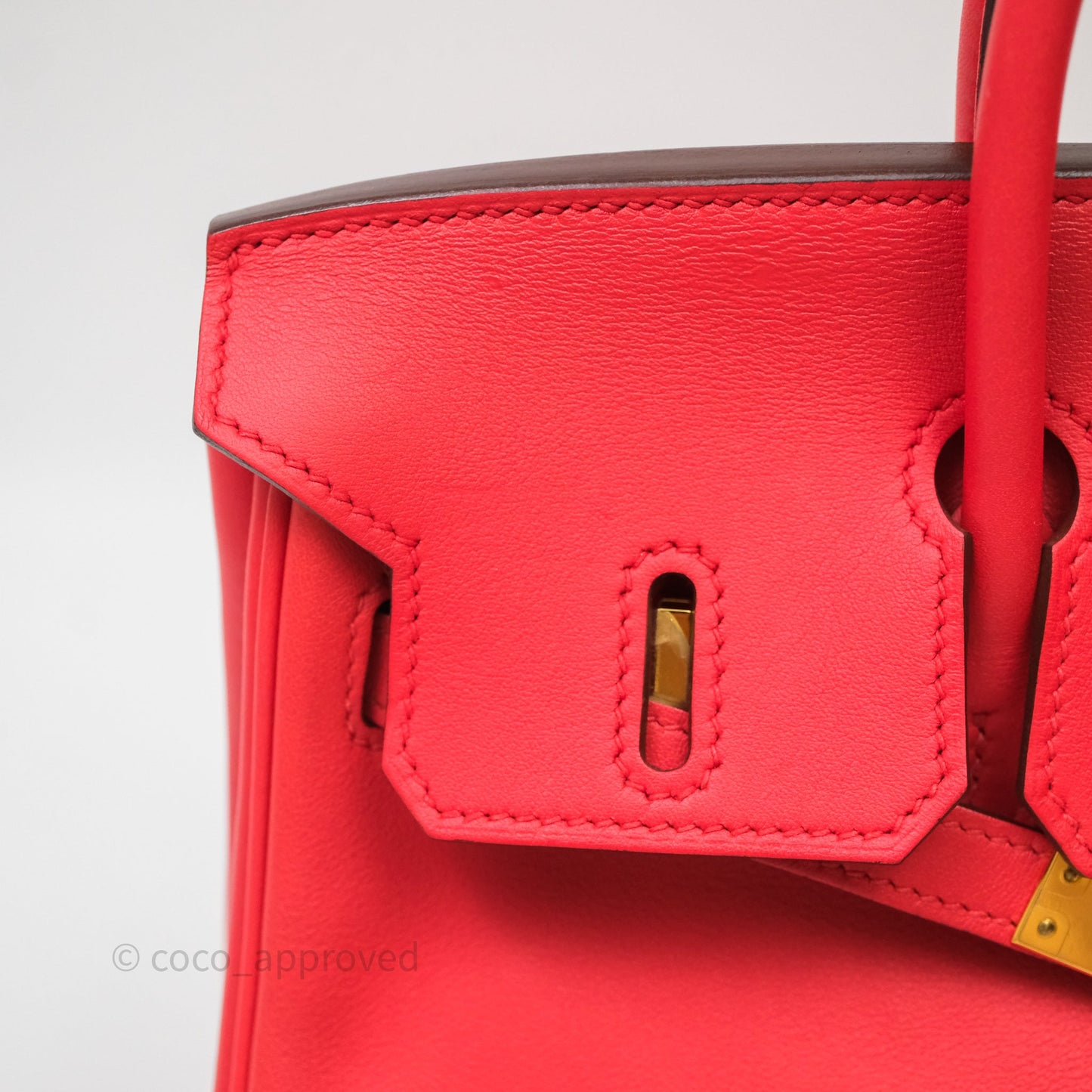 Hermes Birkin 25 Retourne Rouge Swift Gold Hardware