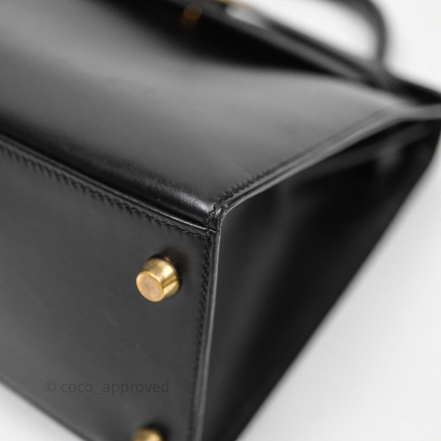 Hermès Vintage Kelly 28 Sellier Black Noir 89 Box Leather Gold Hardware
