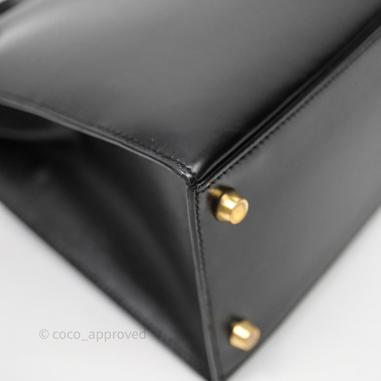 Hermès Vintage Kelly 28 Sellier Black Noir 89 Box Leather Gold Hardware