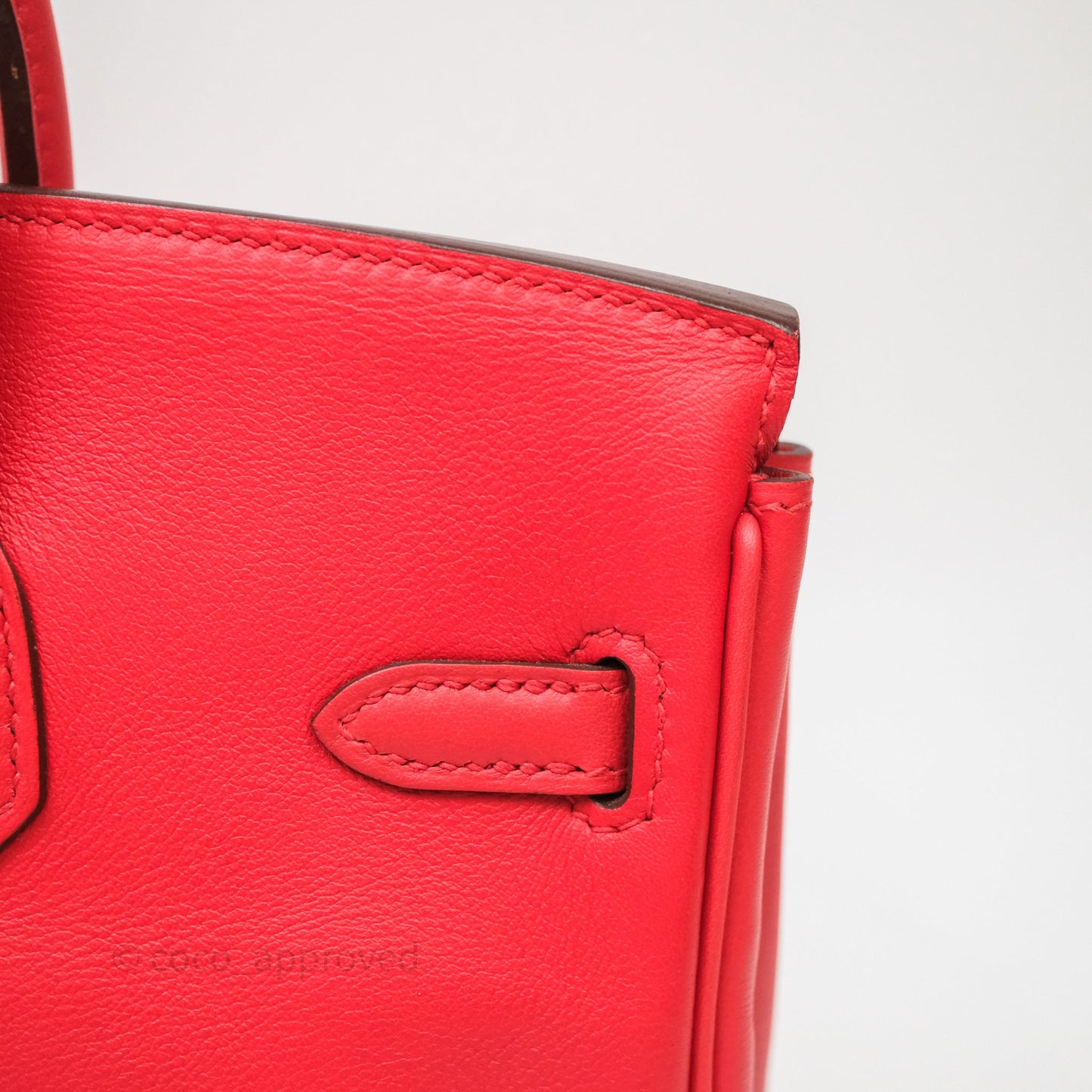 Hermes Birkin 25 Retourne Rouge Swift Gold Hardware