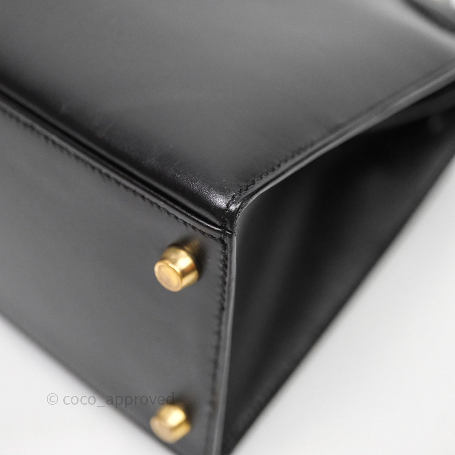 Hermès Vintage Kelly 28 Sellier Black Noir 89 Box Leather Gold Hardware