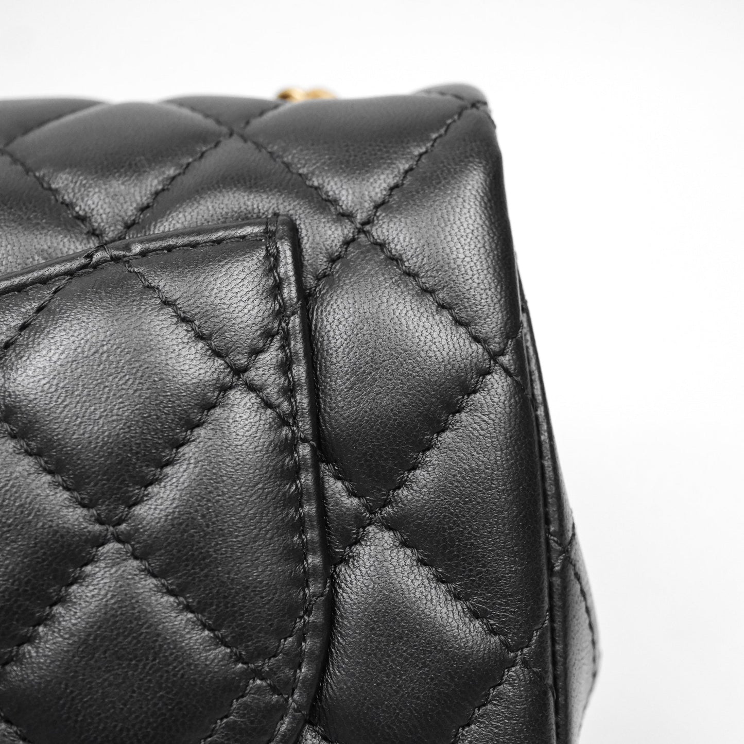 Chanel Mini Rectangular Flap with Camellia Adjustable Chain Black Lambskin Aged Gold Hardware