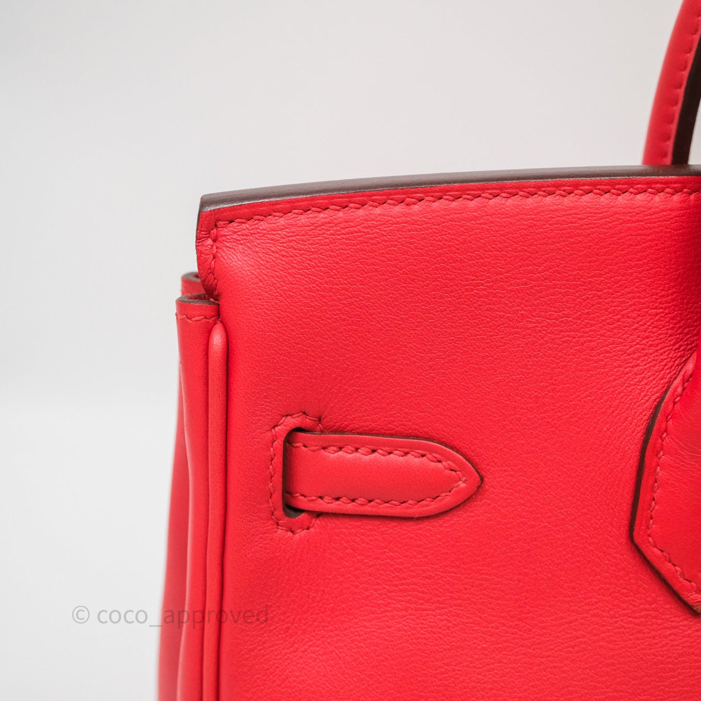 Hermes Birkin 25 Retourne Rouge Swift Gold Hardware