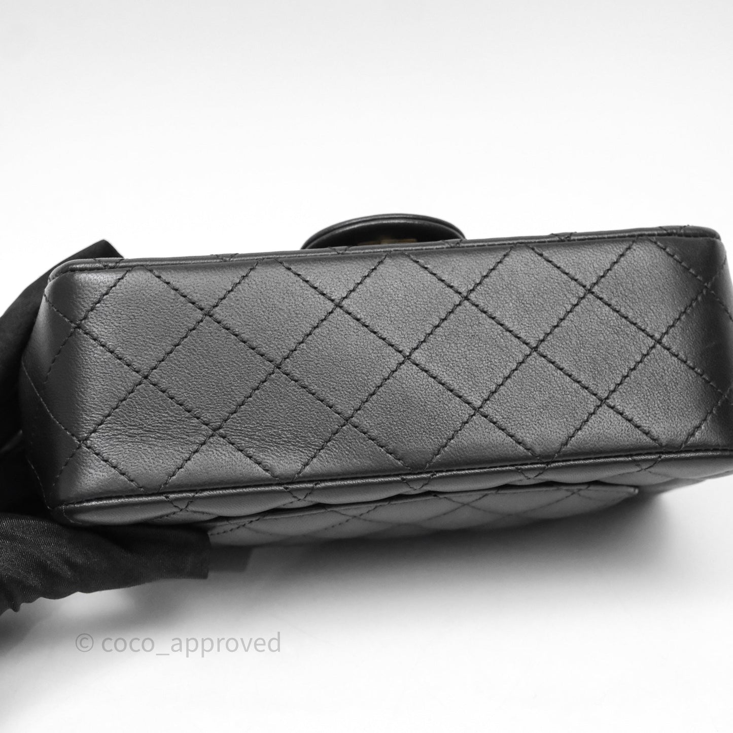 Chanel Mini Rectangular Flap with Camellia Adjustable Chain Black Lambskin Aged Gold Hardware