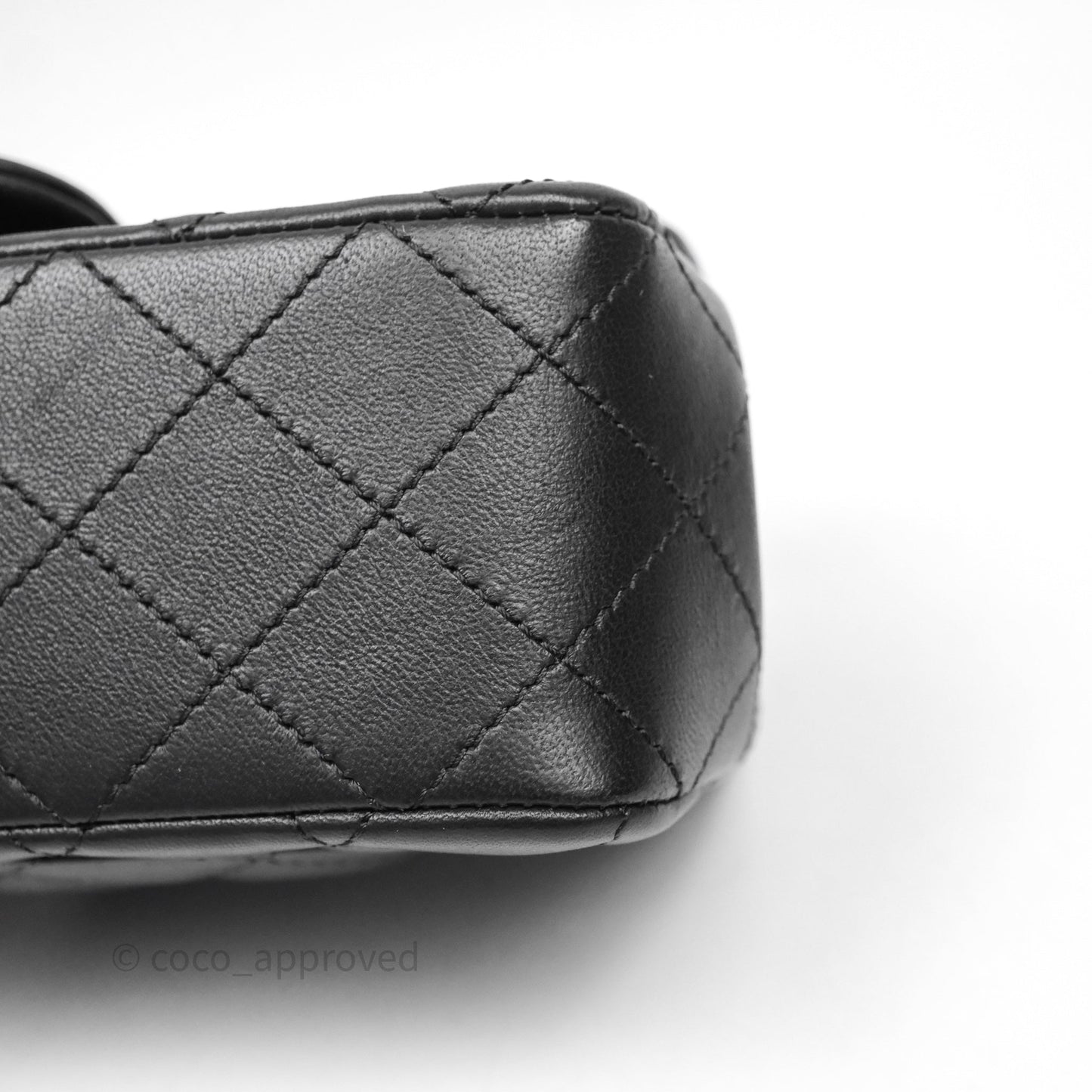 Chanel Mini Rectangular Flap with Camellia Adjustable Chain Black Lambskin Aged Gold Hardware