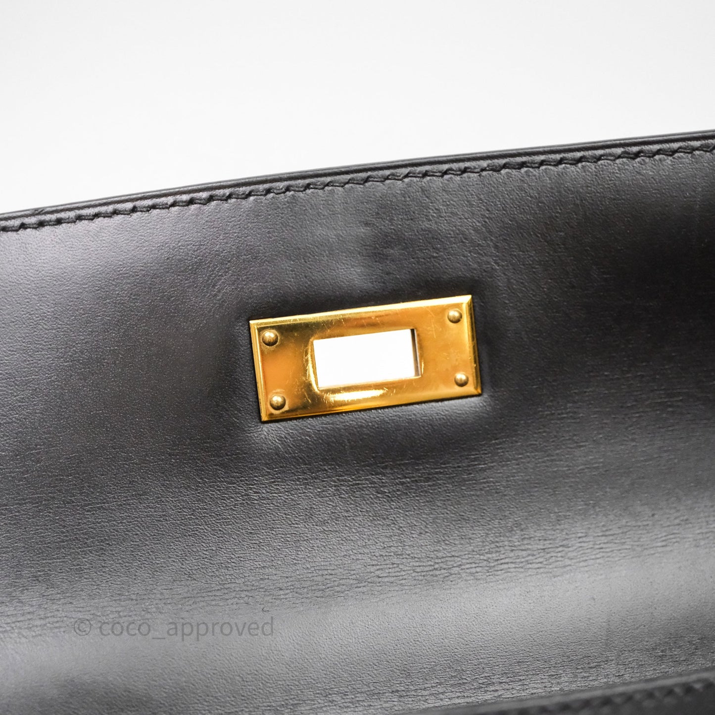 Hermès Vintage Kelly 28 Sellier Black Noir 89 Box Leather Gold Hardware