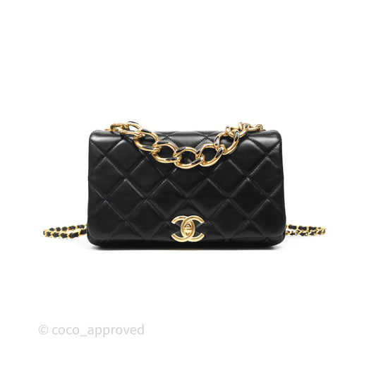 Chanel Quilted Color Match Flap Black Lambskin Gold Hardware