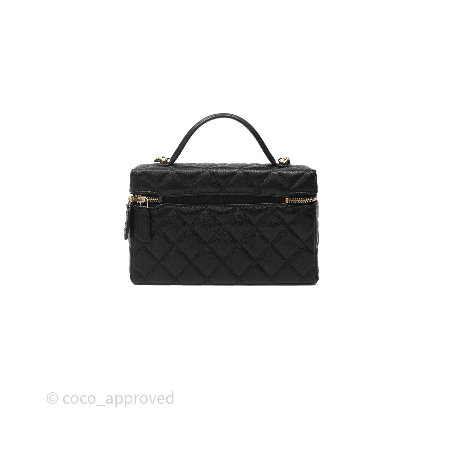 Chanel Top Handle Vanity with Chain Black Caviar Gold Hardware