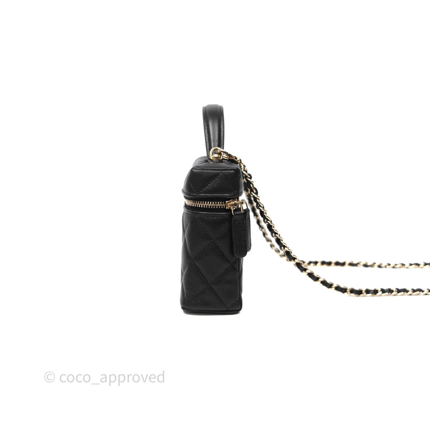 Chanel Top Handle Vanity with Chain Black Caviar Gold Hardware