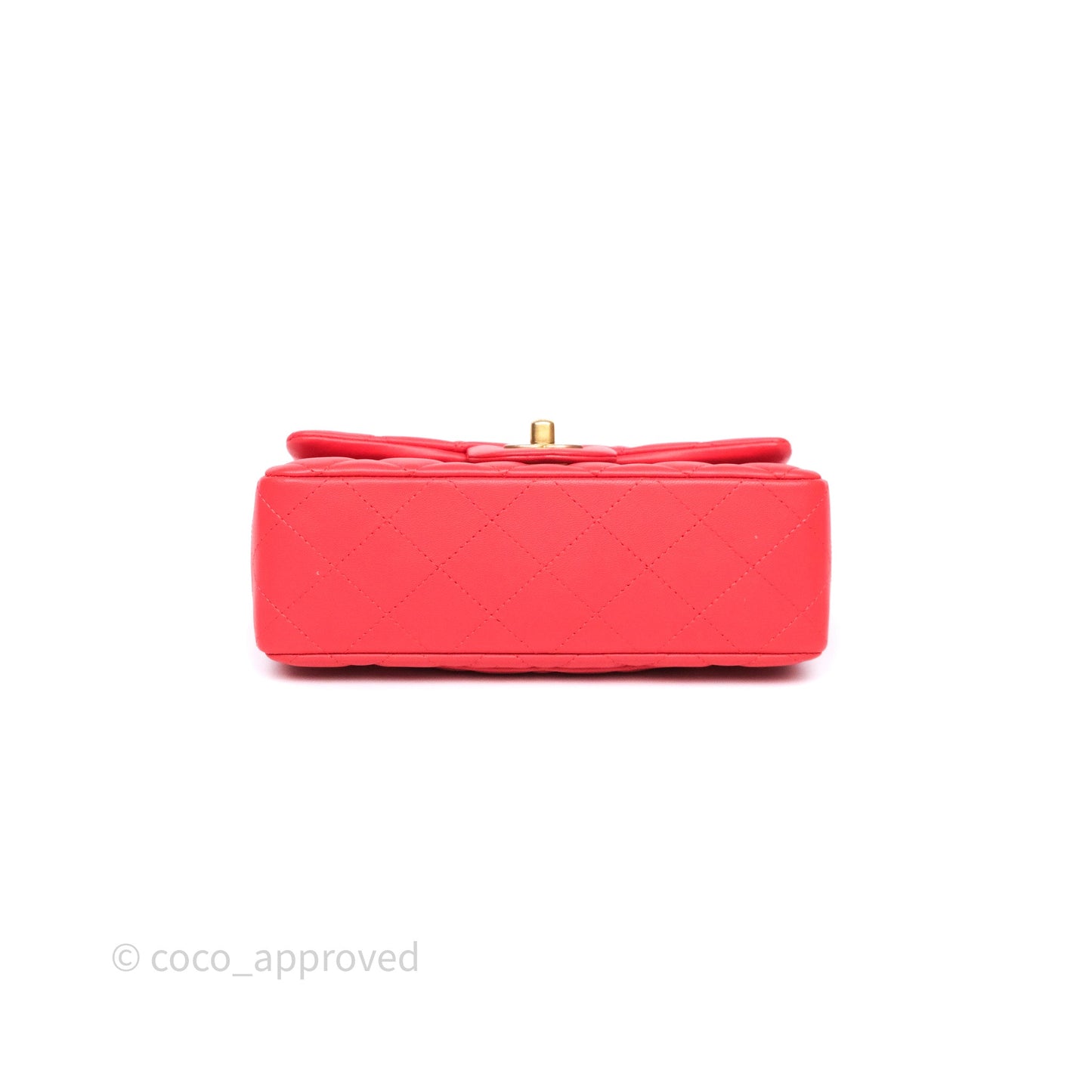 Chanel Mini Rectangular Quilted Red Lambskin Aged Gold Hardware