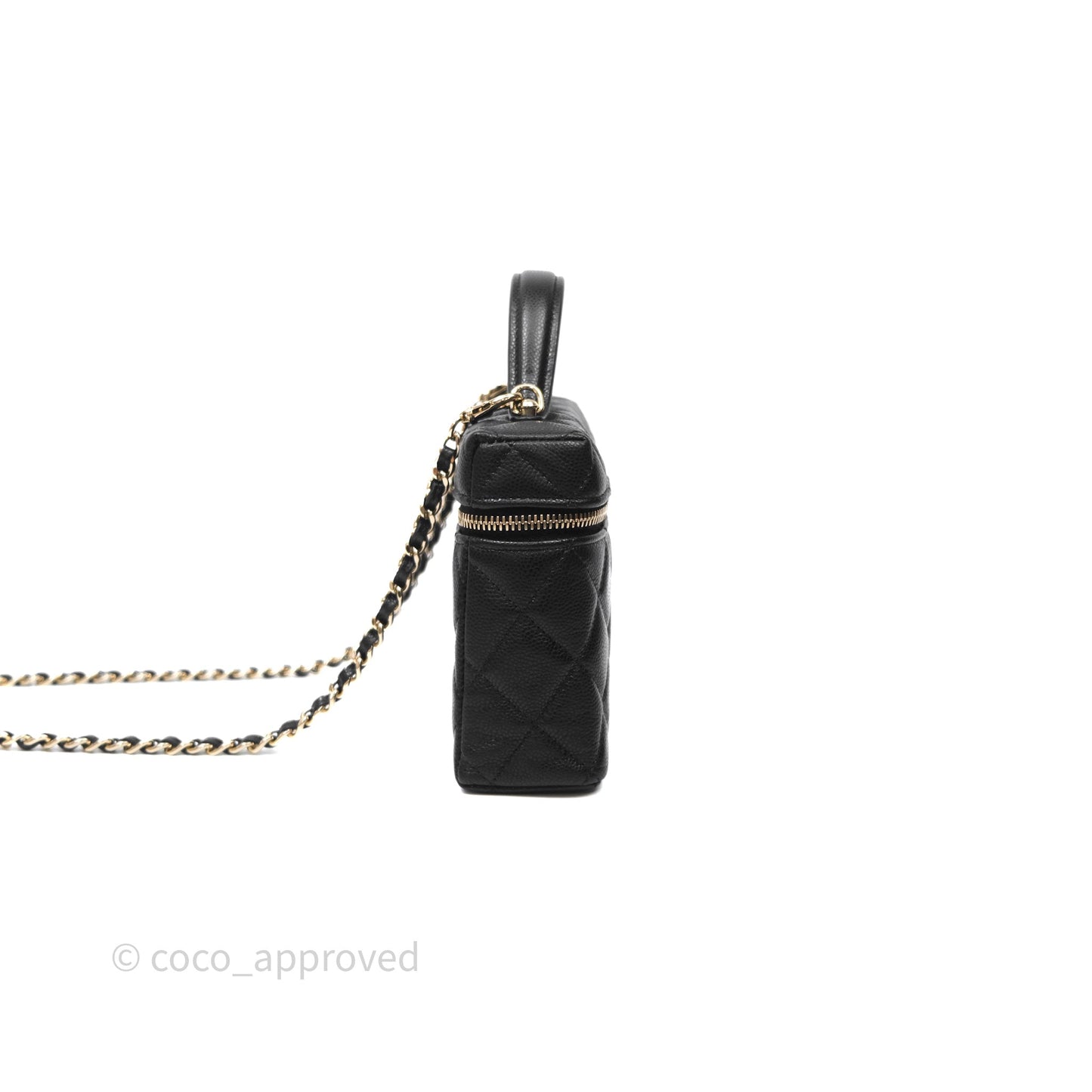 Chanel Top Handle Vanity with Chain Black Caviar Gold Hardware
