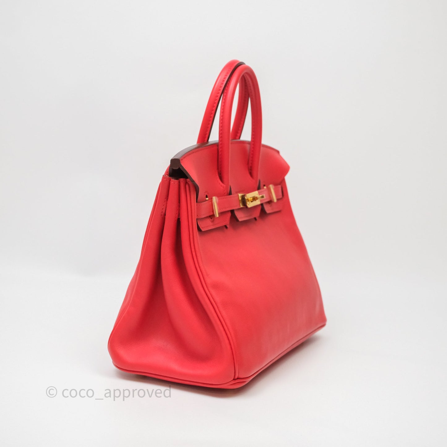 Hermes Birkin 25 Retourne Rouge Swift Gold Hardware