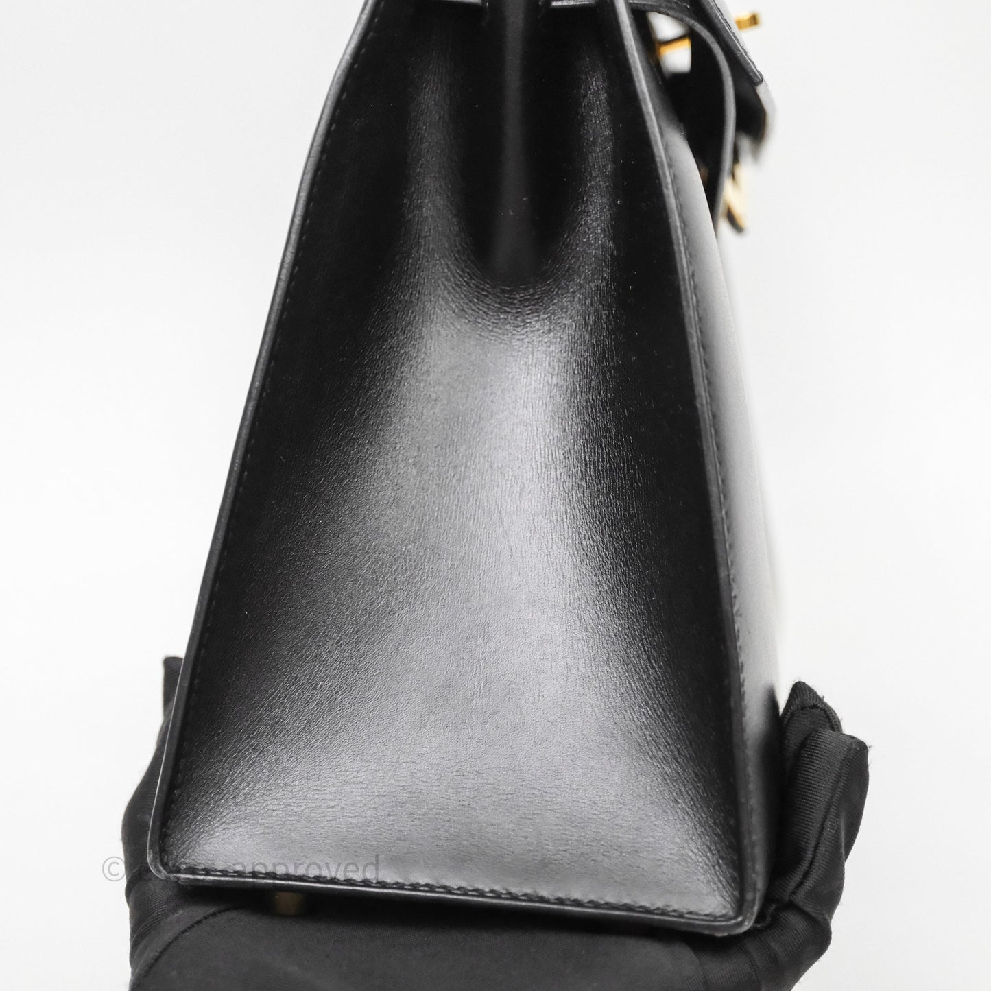 Hermès Vintage Kelly 28 Sellier Black Noir 89 Box Leather Gold Hardware