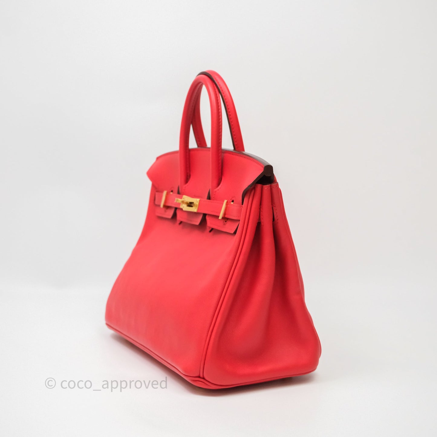 Hermes Birkin 25 Retourne Rouge Swift Gold Hardware