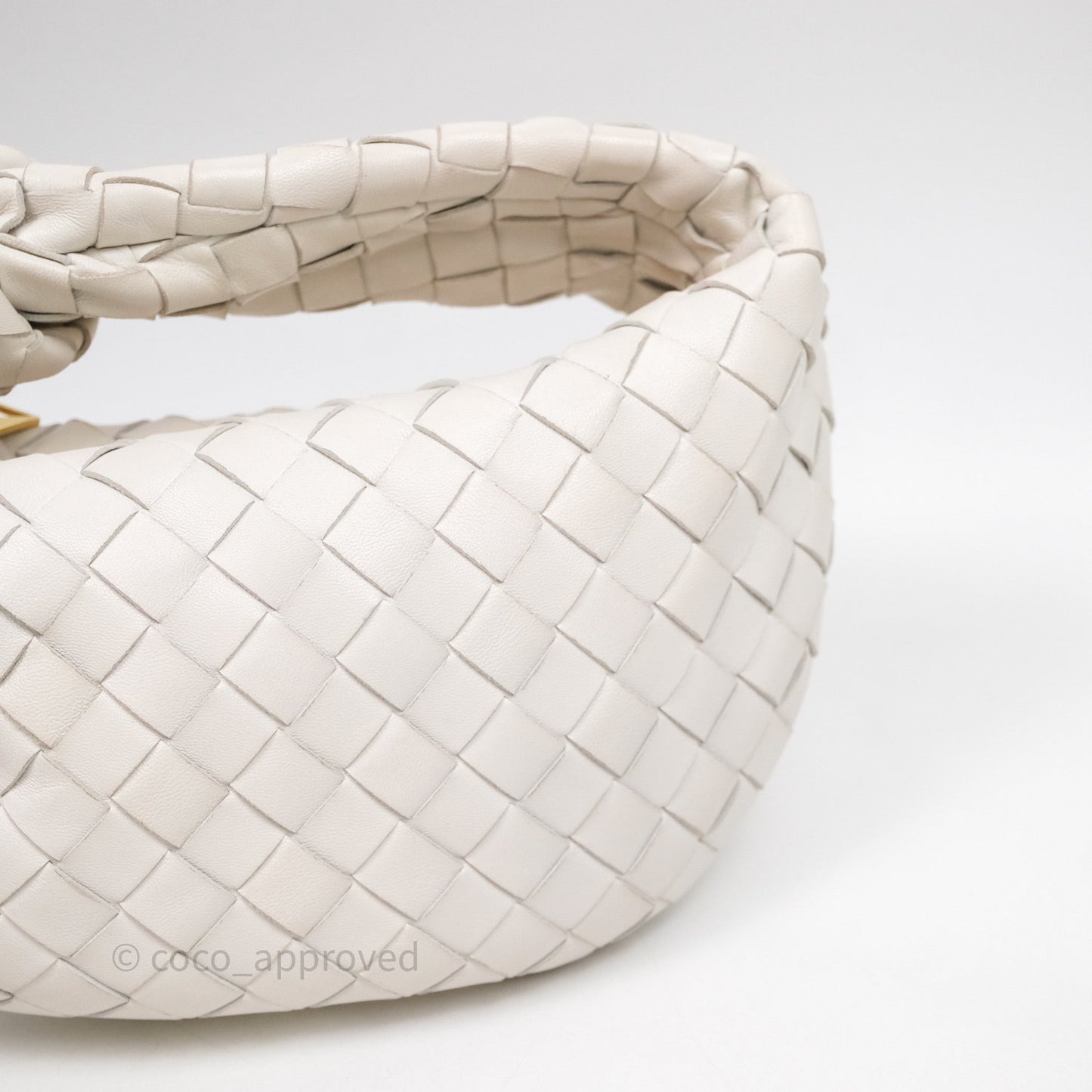 Bottega Veneta Mini Jodie Bag Intrecciato White Lambskin