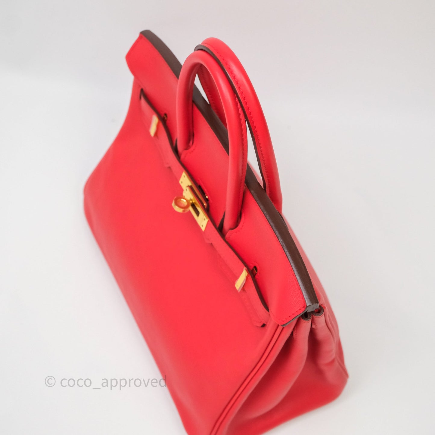 Hermes Birkin 25 Retourne Rouge Swift Gold Hardware