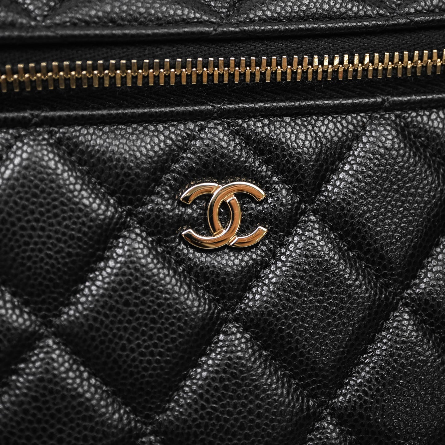 Chanel Top Handle Vanity with Chain Black Caviar Gold Hardware