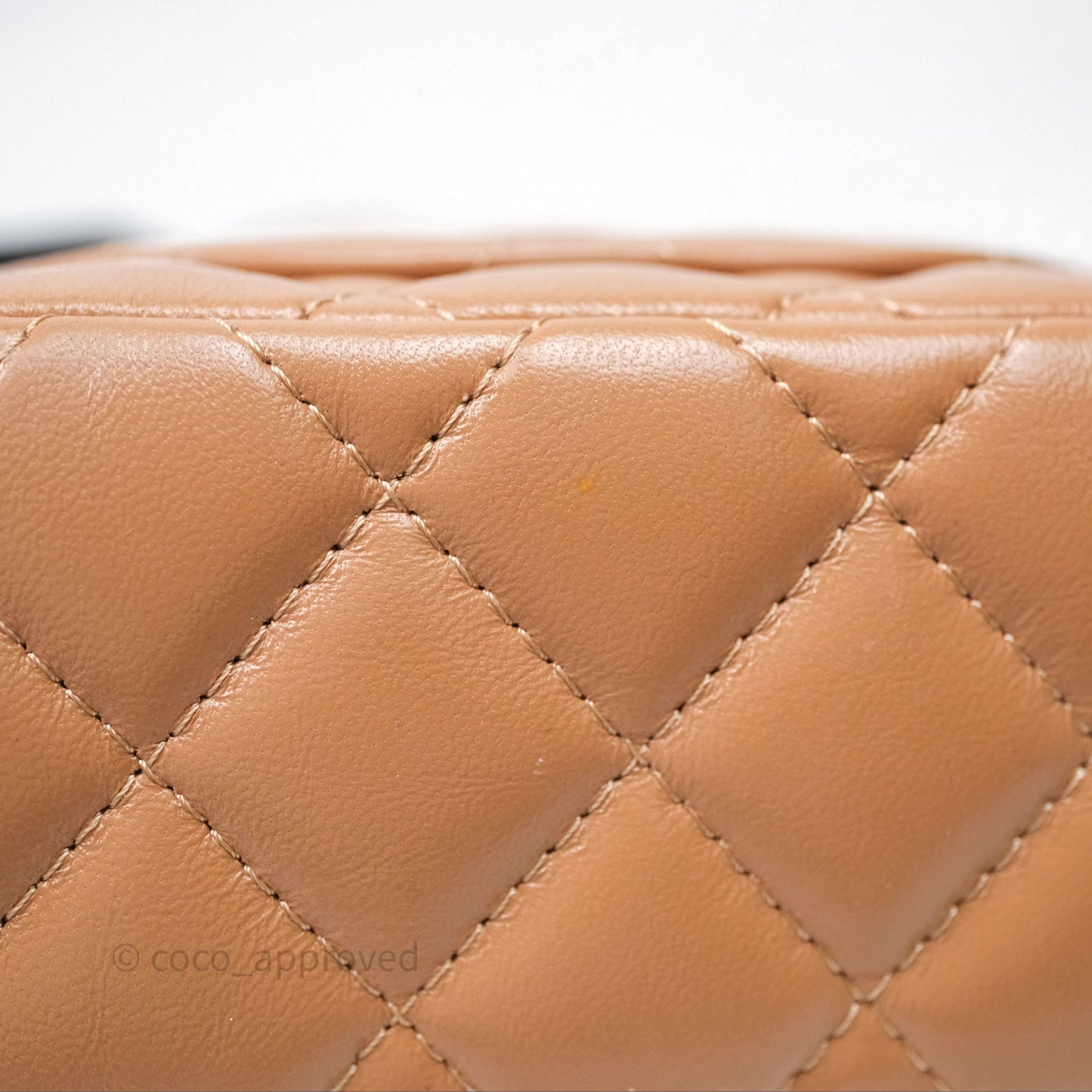 Chanel Mini Handle Clutch with Chain Beige Lambskin Gold Hardware