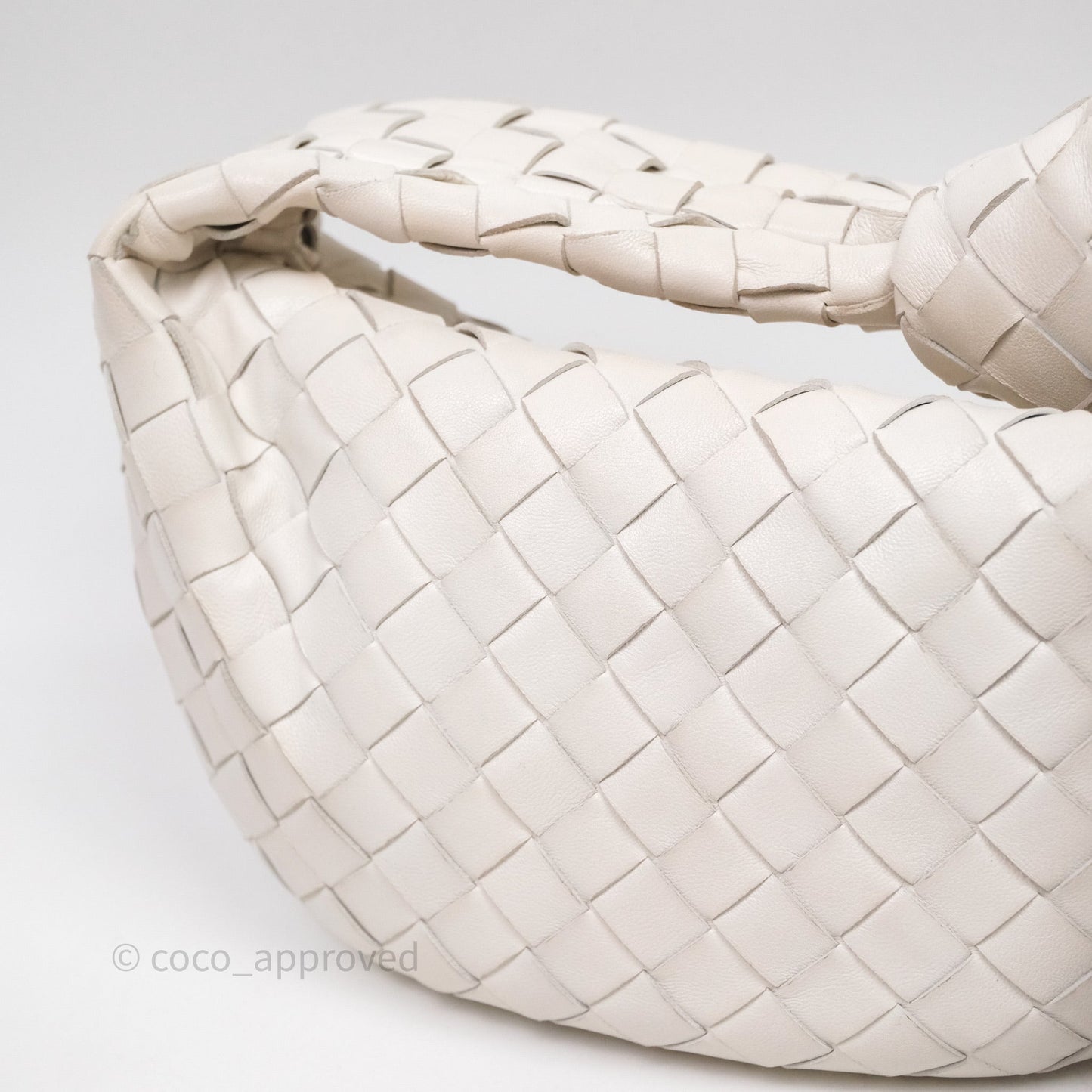 Bottega Veneta Mini Jodie Bag Intrecciato White Lambskin