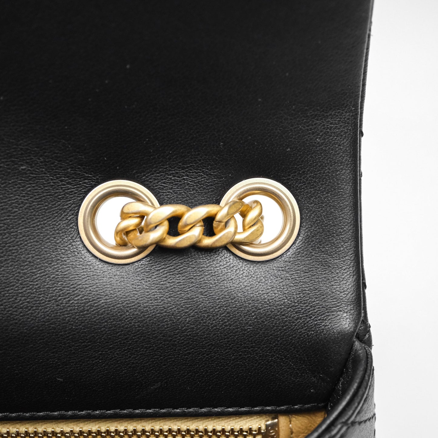 Chanel Mini Rectangular Flap with Camellia Adjustable Chain Black Lambskin Aged Gold Hardware