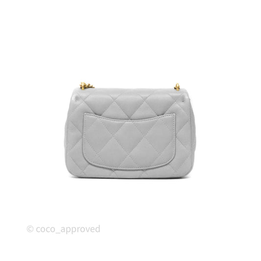 Chanel Mini Flap Bag Heart Adjustable Chain Grey Caviar Aged Gold Hardware
