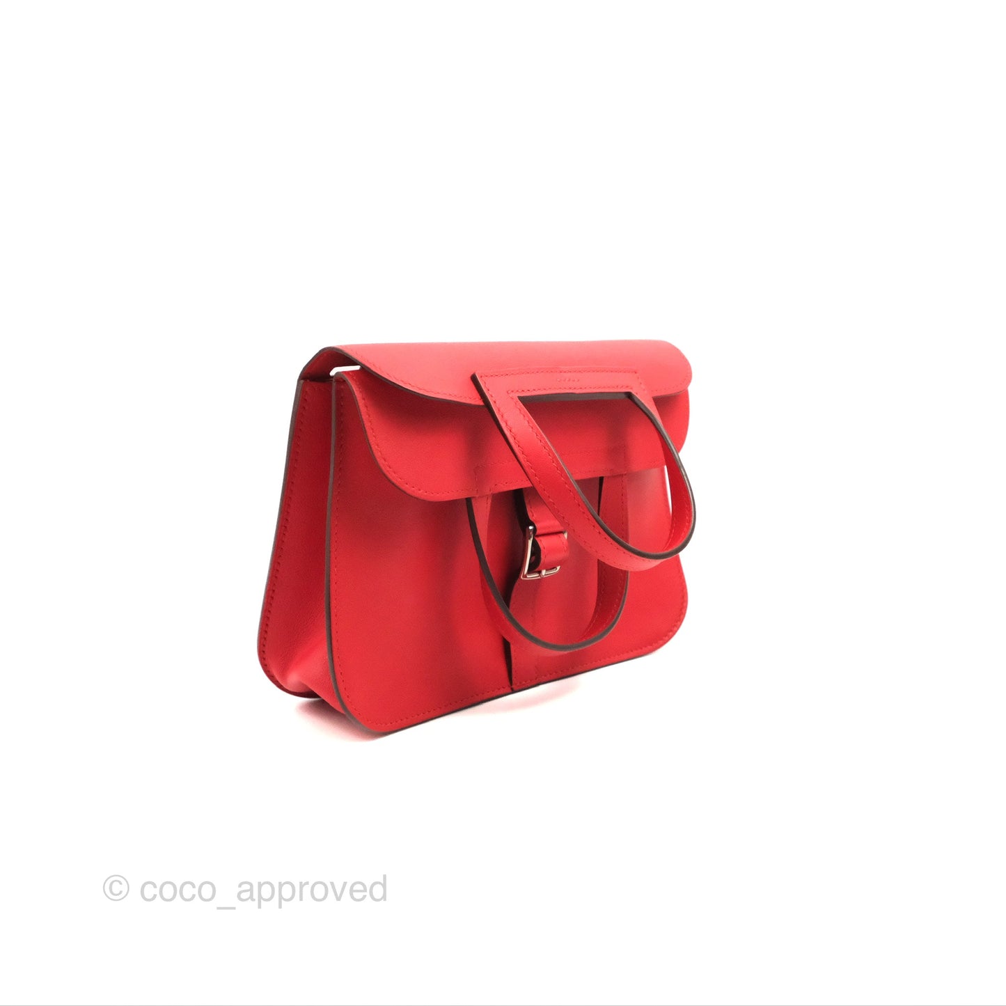 Hermès Halzan 22 Mini Red Swift Palladium Hardware