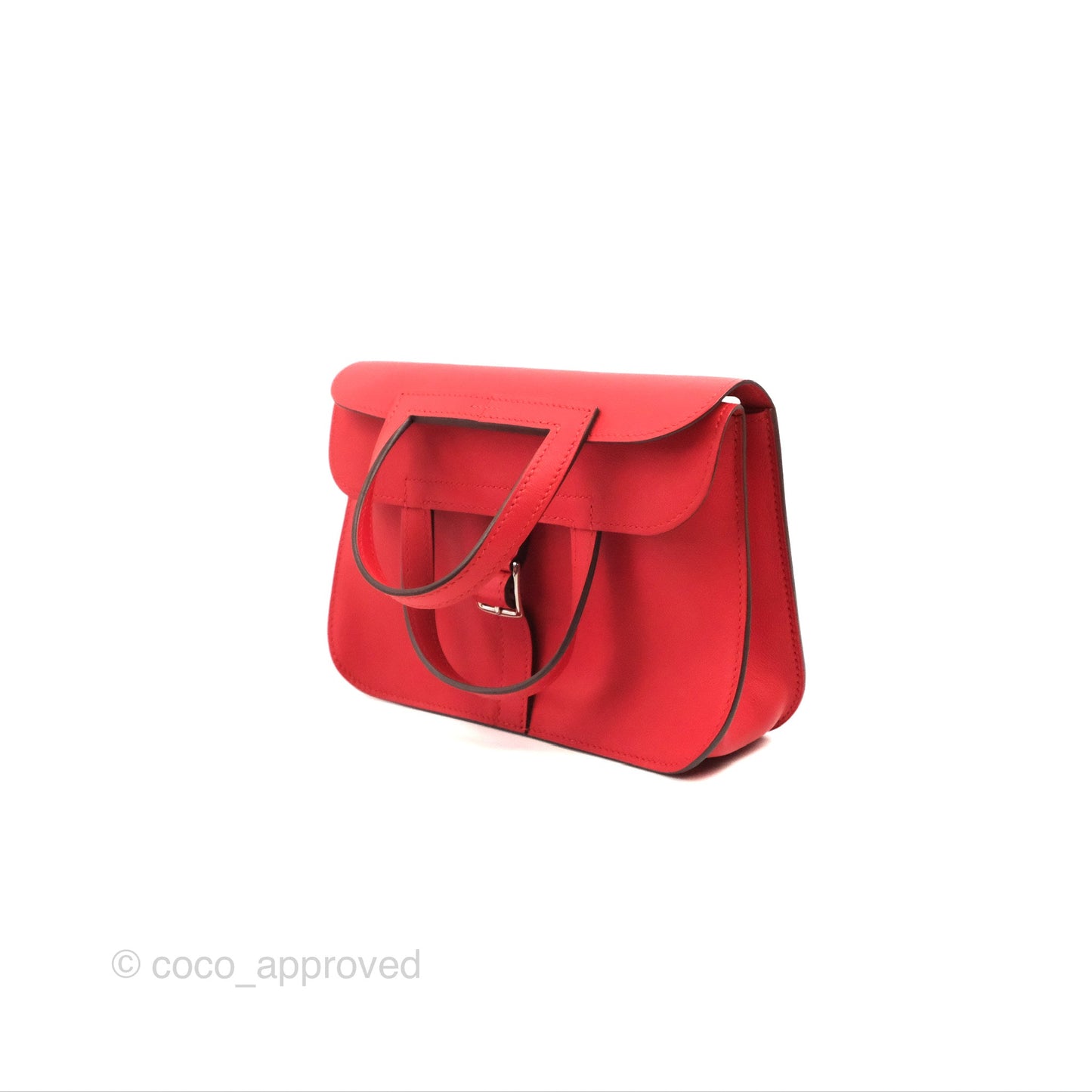 Hermès Halzan 22 Mini Red Swift Palladium Hardware