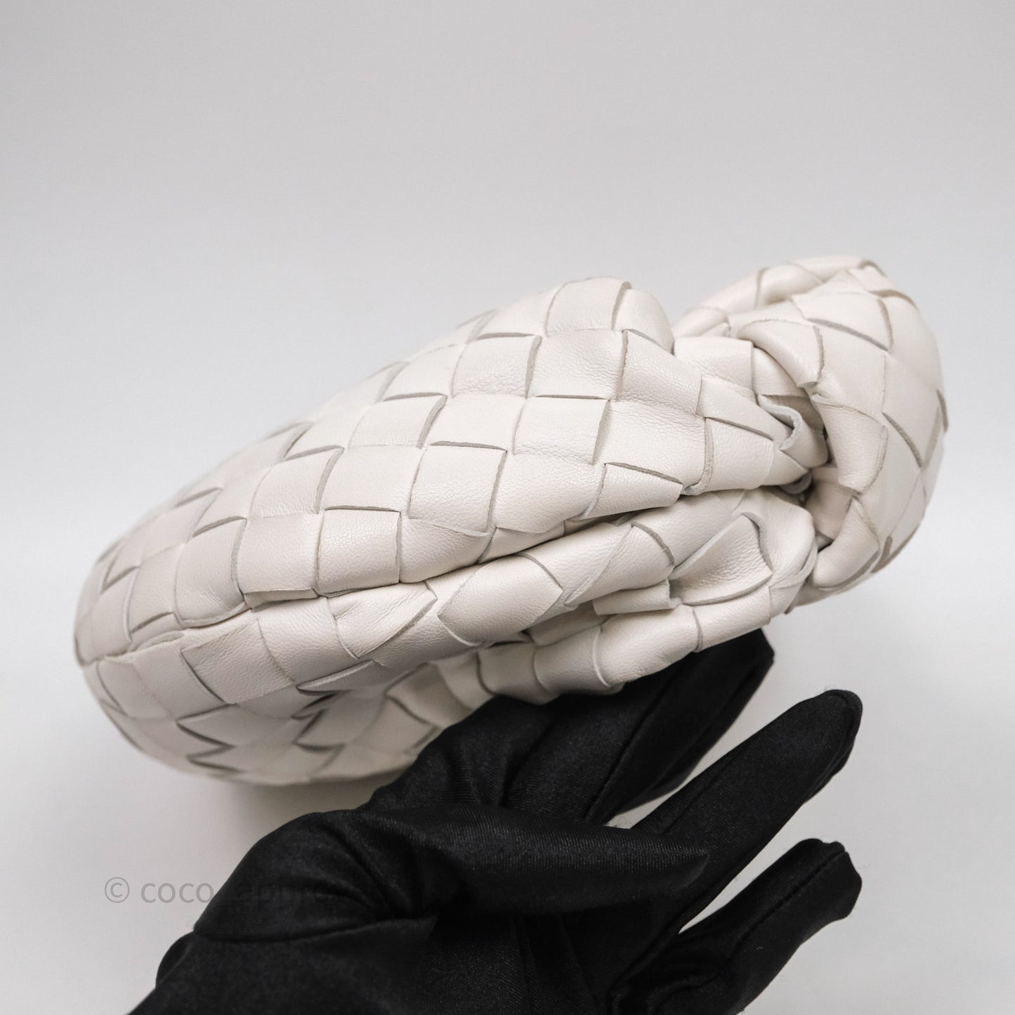 Bottega Veneta Mini Jodie Bag Intrecciato White Lambskin
