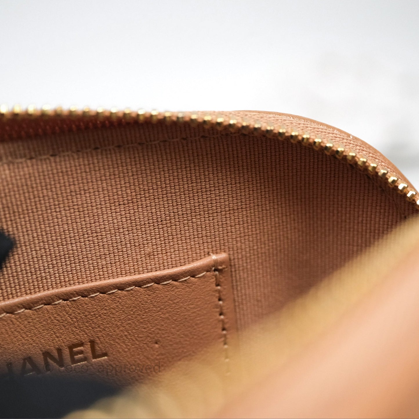 Chanel Mini Handle Clutch with Chain Beige Lambskin Gold Hardware
