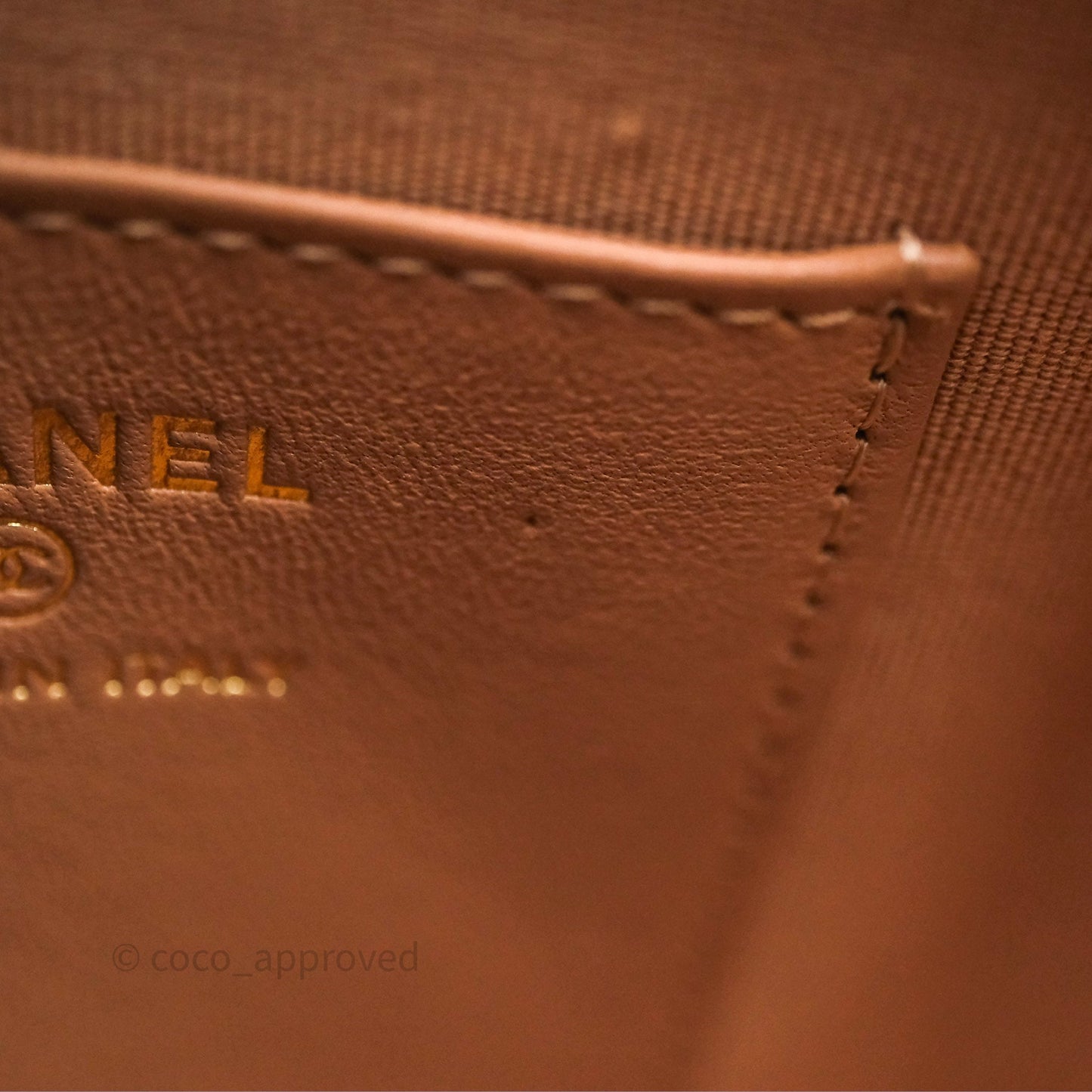 Chanel Mini Handle Clutch with Chain Beige Lambskin Gold Hardware