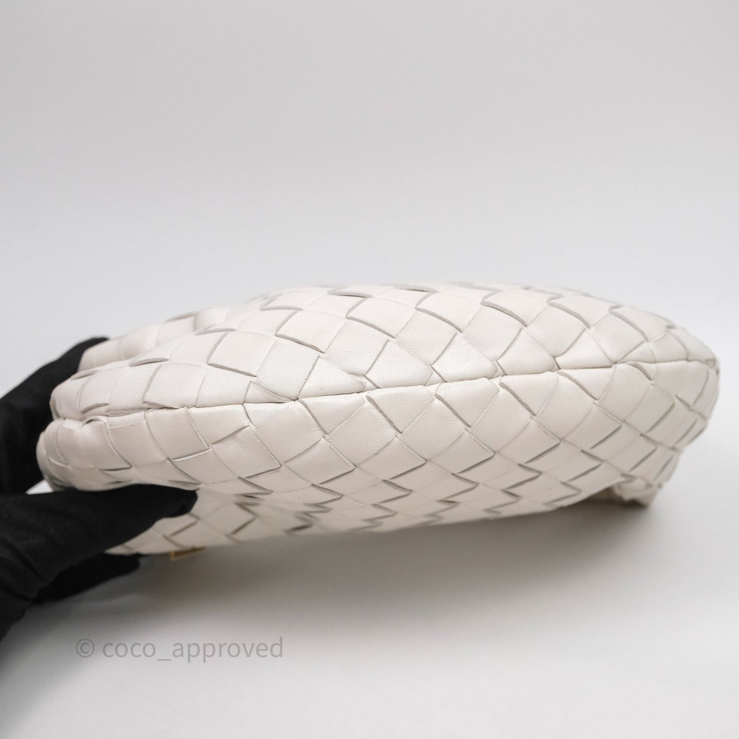 Bottega Veneta Mini Jodie Bag Intrecciato White Lambskin