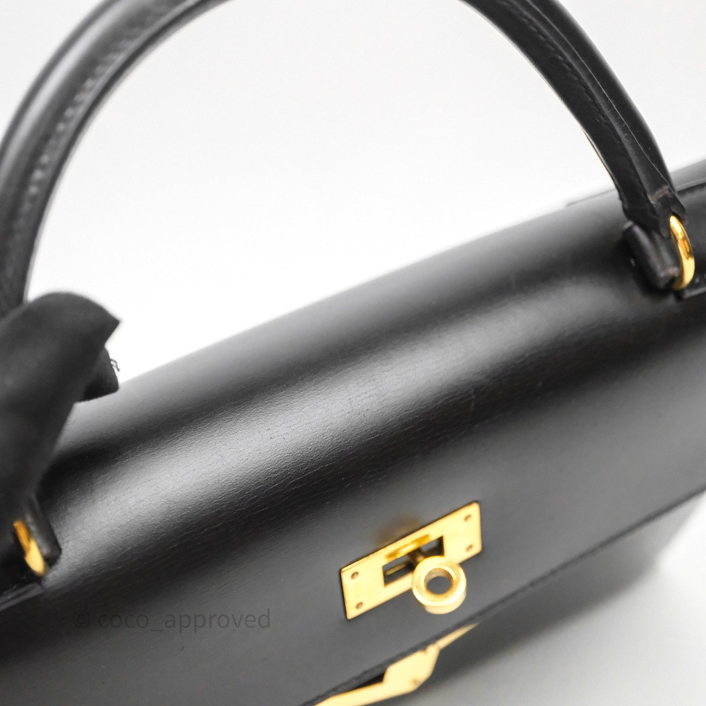 Hermès Vintage Kelly 28 Sellier Black Noir 89 Box Leather Gold Hardware