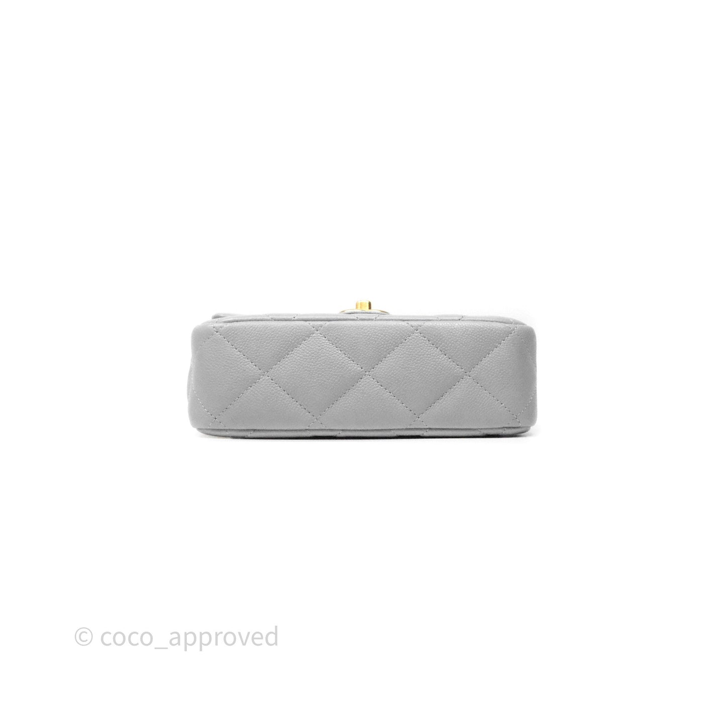 Chanel Mini Flap Bag Heart Adjustable Chain Grey Caviar Aged Gold Hardware