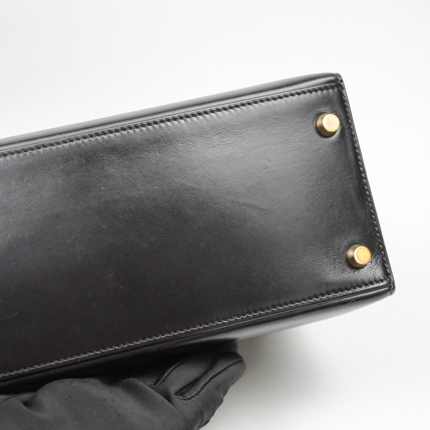 Hermès Vintage Kelly 28 Sellier Black Noir 89 Box Leather Gold Hardware
